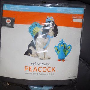 PEACOCK Dog Halloween Costume Size LARGE 25-50 lbs 18-22 " Neck -Tail 2 PC NEW